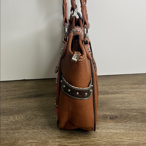 Montana West Brown & Pink Western Studded Tote Handbag NWT - Picture 3 of 16
